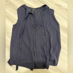 ANN TAYLOR navy blue silk blouse